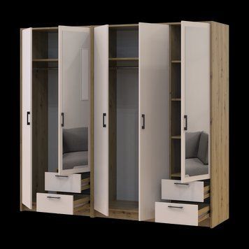 &Scaron;atn&iacute;kov&aacute; skriňa Doros Rondi so zrkadlom Dub Artisan/Ka&scaron;m&iacute;r 2+3 DTD 203х52х195 (42005655) 42005655 foto