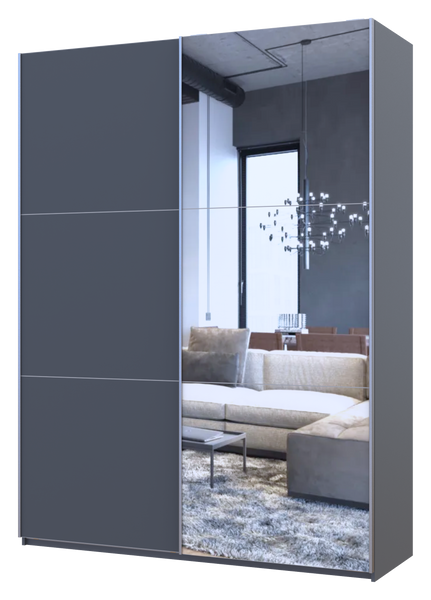Skriňa s posuvn&yacute;mi dverami Doros G-Caiser Antracit/Antracit 1 dvere / 1 zrkadlo / 3 časti 160x60x240 (42005411) 42005411 foto