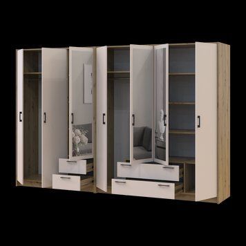 &Scaron;atn&iacute;kov&aacute; skriňa Doros Rondi so zrkadlom Dub Artisan/Ka&scaron;m&iacute;r 3+4 DTD 281х52х195 (42005661) 42005661 foto