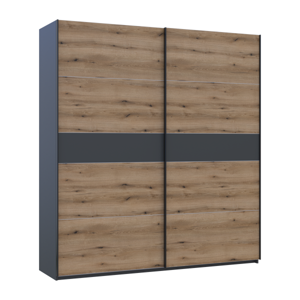 Skriňa s posuvn&yacute;mi dverami Doros G-Caiser Antracit/Dub Evok vložka Antracit 2 dvere / 5 časti 220x60x240 (42005421) 42005421 foto
