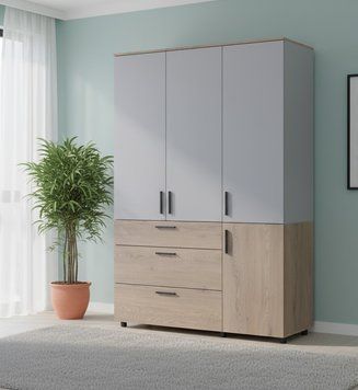 Skriňa na oblečenie Doros Thorn Cremona Cannolo/Siv&aacute; 3 DTD/3Z tyč 135x51.6x200 (44900505) 44900505 foto