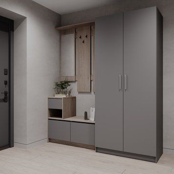 Predsieň Bela a skriňa Promo Cremona/Cannolo/Siv&aacute; 2 DTD 190&times;48&times;204 (42005331) 42005331 foto