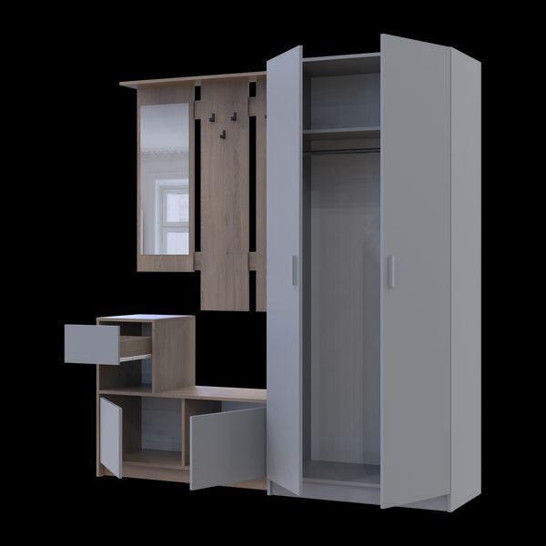 Predsieň Bela a skriňa Promo Cremona/Cannolo/Siv&aacute; 2 DTD 190&times;48&times;204 (42005331) 42005331 foto