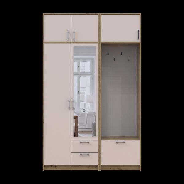 &Scaron;atn&iacute;kov&aacute; skriňa Doros Rondi s ve&scaron;iakom, zrkadlom a nadstavbou Dub Artisan/Ka&scaron;m&iacute;r 2 DTD 142x52x236 (42005274) 2858047127 foto