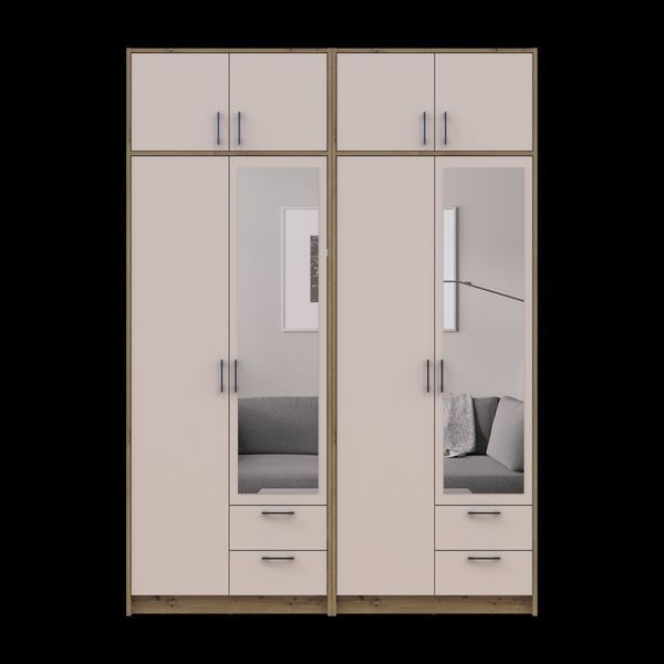 &Scaron;atn&iacute;kov&aacute; skriňa Doros Rondi so zrkadlom a nadstavcom Dub Artisan/Ka&scaron;m&iacute;r 2+2 DTD 164х52х236 (42005665) 42005665 foto