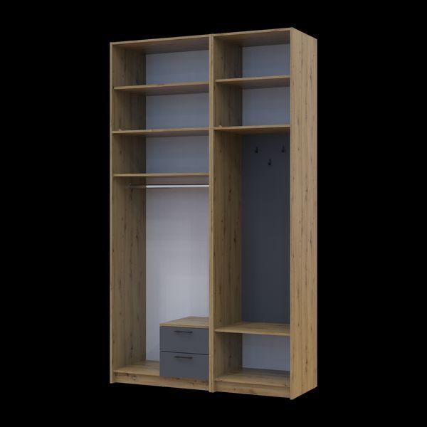 &Scaron;atn&iacute;kov&aacute; skriňa Doros Rondi s ve&scaron;iakom, zrkadlom a vysokou nadstavbou Dub Artisan/Grafit 2 DTD 142x52x260 (42005279) 2858048234 foto