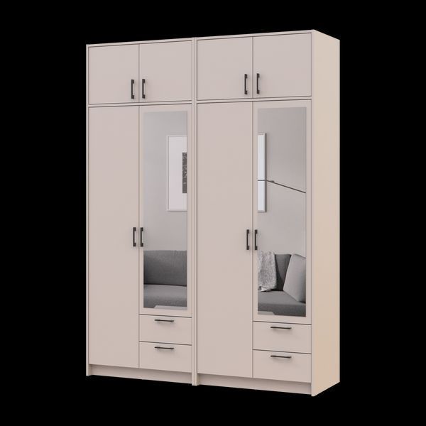 &Scaron;atn&iacute;kov&aacute; skriňa Doros Rondi so zrkadlom a nadstavcom Ka&scaron;m&iacute;r 2+2 DTD 164х52х236 (42005629) 42005629 foto