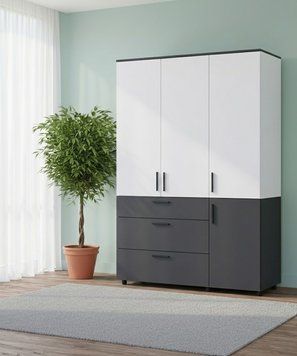 Skriňa na oblečenie Doros Thorn Antracit/Biela 3 DTD/3Z tyč 135x51.6x200 (44900517) 44900517 foto