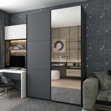 Skriňa s posuvn&yacute;mi dverami Doros G-Caiser Grafit Grafit 1 dvere / 1 Zrkadlo 180x60x240 (42005088) 2088633574 foto