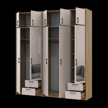 &Scaron;atn&iacute;kov&aacute; skriňa Doros Rondi so zrkadlom a nadstavcom Dub Artisan/Ka&scaron;m&iacute;r 2+3 DTD 203х52х236 (42005667) 42005667 foto