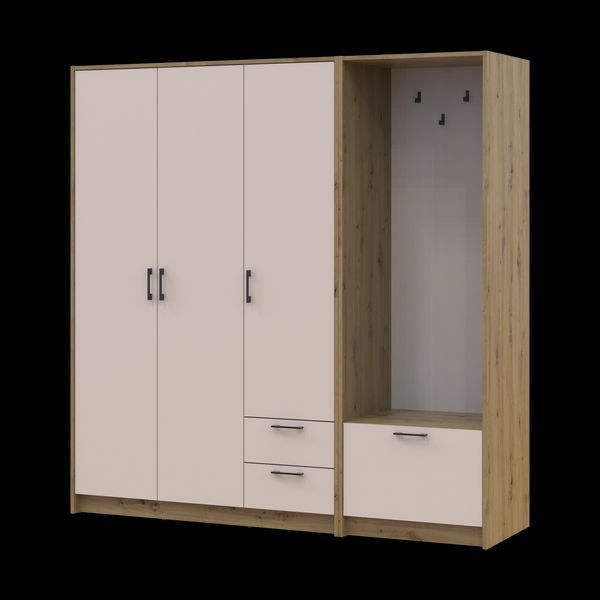 &Scaron;atn&iacute;kov&aacute; skriňa Doros Rondi s ve&scaron;iakom Dub Artisan/Ka&scaron;m&iacute;r 3 DTD 181x52x195 (42005280) 2858051500 foto