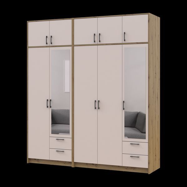 &Scaron;atn&iacute;kov&aacute; skriňa Doros Rondi so zrkadlom a nadstavcom Dub Artisan/Ka&scaron;m&iacute;r 2+3 DTD 203х52х236 (42005667) 42005667 foto