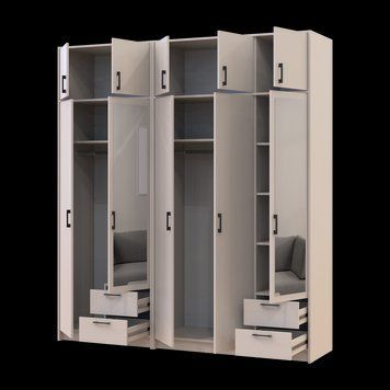 &Scaron;atn&iacute;kov&aacute; skriňa Doros Rondi so zrkadlom a nadstavcom Ka&scaron;m&iacute;r 2+3 DTD 203х52х236 (42005631) 42005631 foto