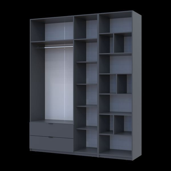 &Scaron;atn&iacute;kov&aacute; skriňa Doros Lukas Grafit s reg&aacute;lom 3 dvere 195x50x240 (42005908) 42005908 foto