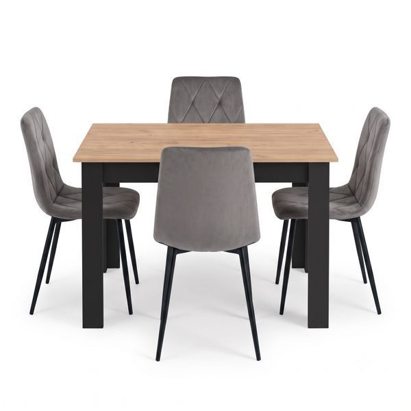 Jed&aacute;lensk&yacute; set NP 120x80 Craft / čierny + 4 stoličky LIBRA tmavosiv&yacute; zamat / čierne nohy (100408331) 100408331 foto