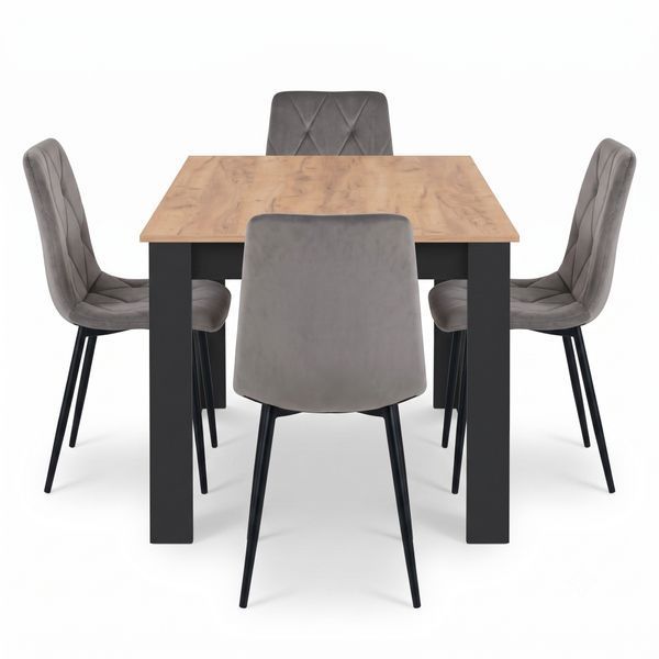 Jed&aacute;lensk&yacute; set NP 120x80 Craft / čierny + 4 stoličky LIBRA tmavosiv&yacute; zamat / čierne nohy (100408331) 100408331 foto
