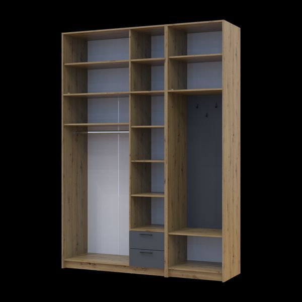 &Scaron;atn&iacute;kov&aacute; skriňa Doros Rondi s ve&scaron;iakom a vysokou nadstavbou Dub Artisan/Grafit 3 DTD 181x52x260 (42005289) 2858053937 foto