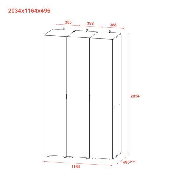 Komplet Doros Gelar Ka&scaron;m&iacute;r, 3 Zrkadl&aacute; 117x49,5x203,4 (42005104) 2237072733 foto
