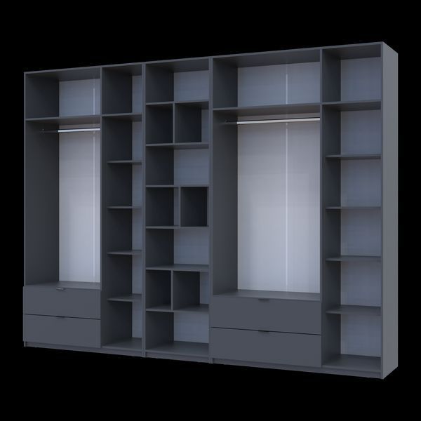 &Scaron;atn&iacute;kov&aacute; skriňa Doros Lukas Grafit s reg&aacute;lom 3+3 dvere 330x50x240 (42005917) 42005917 foto