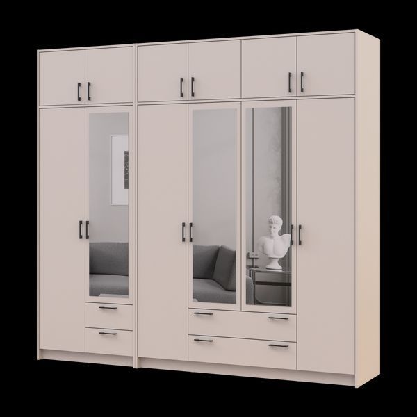 &Scaron;atn&iacute;kov&aacute; skriňa Doros Rondi so zrkadlom a nadstavcom Ka&scaron;m&iacute;r 2+4 DTD 242х52х236 (42005633) 42005633 foto