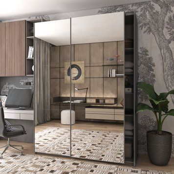 Skriňa s posuvn&yacute;mi dverami Doros G-Caiser Grafit 2 Zrkadl&aacute; 180x60x240 (42005012) 1813300987 foto