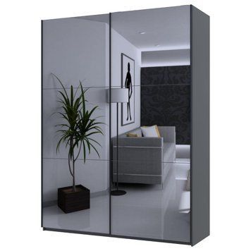 Skriňa s posuvn&yacute;mi dverami Doros G-Caiser Antracit 2 zrkadl&aacute; / 3 časti 180x60x240 (42005860) 42005860 foto