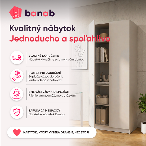 Skriňa na oblečenie Doros Promo Biela 2+3 dvere 225x48x204 (42005004) 1820855548 foto