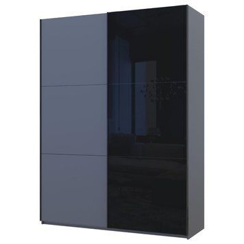 Skriňa s posuvn&yacute;mi dverami Doros G-Caiser Antracit/Čierna 1 LTD / 1 sklo / 3 časti 180x60x240 (42005870) 42005870 foto