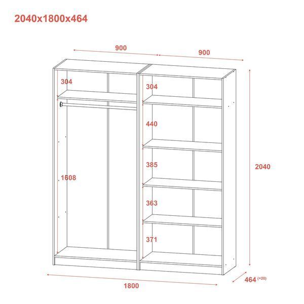 Komplet Doros Promo s policami Grafit, 2+2 LDTD 180x48x204 (44900289) 2285119817 foto