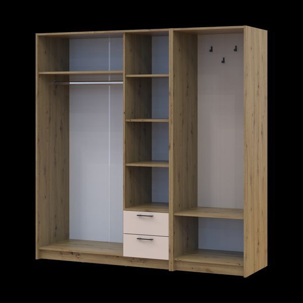 &Scaron;atn&iacute;kov&aacute; skriňa Doros Rondi s ve&scaron;iakom a zrkadlom Dub Artisan/Ka&scaron;m&iacute;r 3 DTD 181x52x195 (42005282) 2858060640 foto