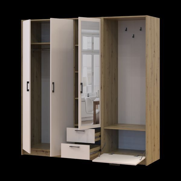 &Scaron;atn&iacute;kov&aacute; skriňa Doros Rondi s ve&scaron;iakom a zrkadlom Dub Artisan/Ka&scaron;m&iacute;r 3 DTD 181x52x195 (42005282) 2858060640 foto