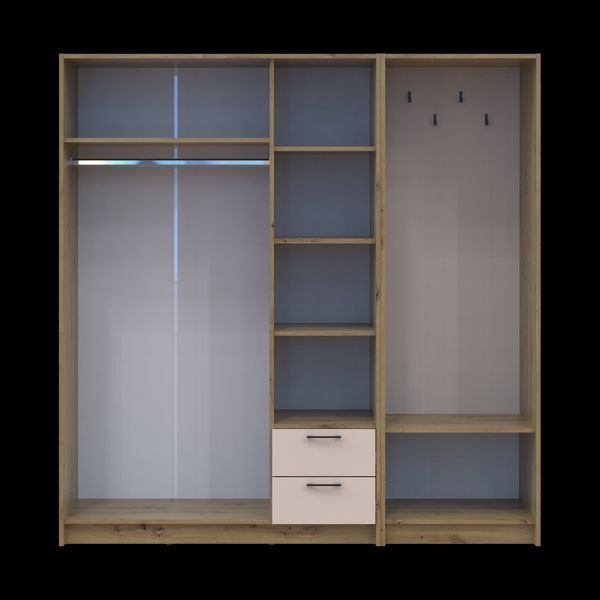 &Scaron;atn&iacute;kov&aacute; skriňa Doros Rondi s ve&scaron;iakom a zrkadlom Dub Artisan/Ka&scaron;m&iacute;r 3 DTD 181x52x195 (42005282) 2858060640 foto