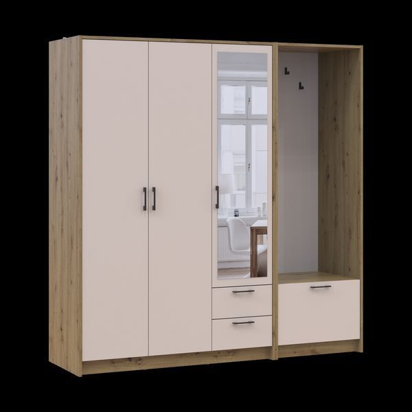 &Scaron;atn&iacute;kov&aacute; skriňa Doros Rondi s ve&scaron;iakom a zrkadlom Dub Artisan/Ka&scaron;m&iacute;r 3 DTD 181x52x195 (42005282) 2858060640 foto