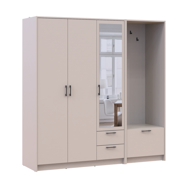 &Scaron;atn&iacute;kov&aacute; skriňa Doros Rondi s ve&scaron;iakom a zrkadlom Ka&scaron;m&iacute;r 3 DTD 181х52х195 (42005401) 42005401 foto