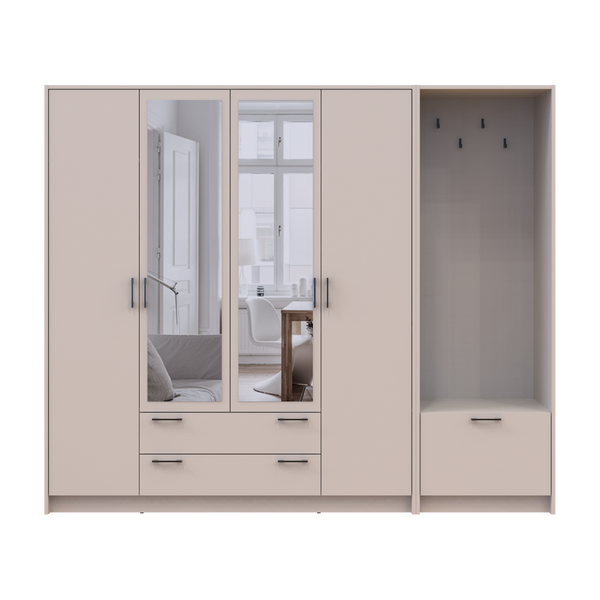 &Scaron;atn&iacute;kov&aacute; skriňa Doros Rondi s ve&scaron;iakom a zrkadlom Ka&scaron;m&iacute;r 4 DTD 220х52х195 (42005402) 42005402 foto