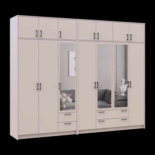 &Scaron;atn&iacute;kov&aacute; skriňa Doros Rondi so zrkadlom a nadstavcom Ka&scaron;m&iacute;r 3+4 DTD 281х52х236 (42005637) 42005637 foto