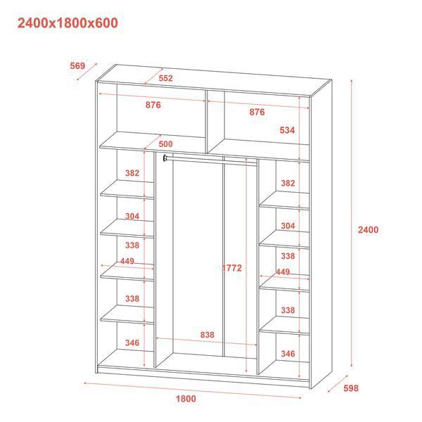 Skriňa s posuvn&yacute;mi dverami Doros G-Caiser Antracit/Antracit 2 LTD / 3 časti 180x60x240 (42005864) 42005864 foto