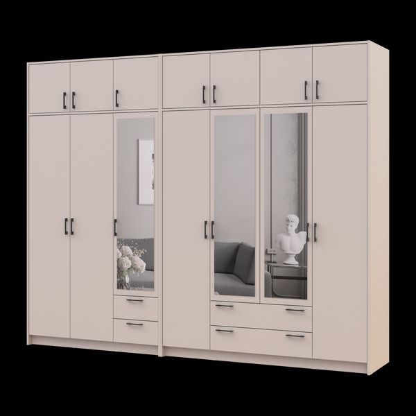 &Scaron;atn&iacute;kov&aacute; skriňa Doros Rondi so zrkadlom a nadstavcom Ka&scaron;m&iacute;r 3+4 DTD 281х52х236 (42005637) 42005637 foto
