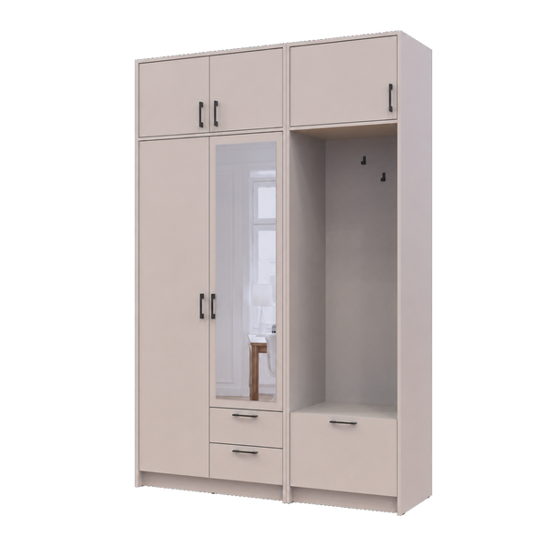 &Scaron;atn&iacute;kov&aacute; skriňa Doros Rondi s ve&scaron;iakom, zrkadlom a nadstavbou Ka&scaron;m&iacute;r 2 DTD 142х52х236 (42005403) 42005403 foto