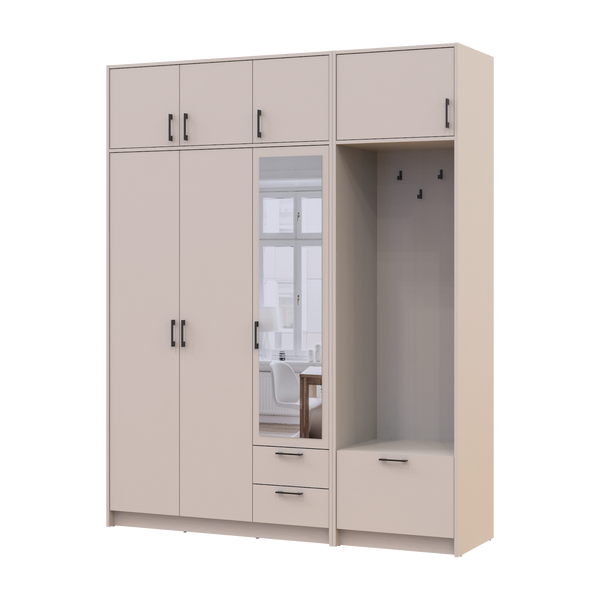 &Scaron;atn&iacute;kov&aacute; skriňa Doros Rondi s ve&scaron;iakom, zrkadlom a nadstavbou Ka&scaron;m&iacute;r 3 DTD 181х52х236 (42005404) 42005404 foto