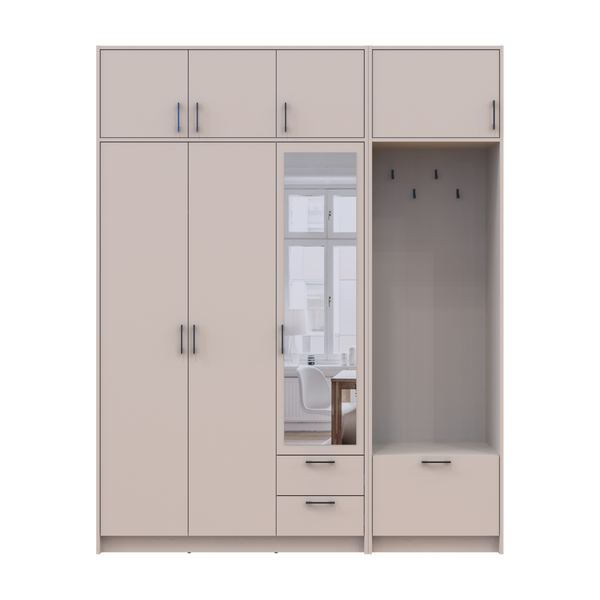&Scaron;atn&iacute;kov&aacute; skriňa Doros Rondi s ve&scaron;iakom, zrkadlom a nadstavbou Ka&scaron;m&iacute;r 3 DTD 181х52х236 (42005404) 42005404 foto