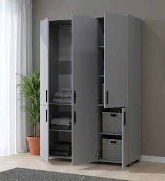 Skriňa na oblečenie Doros Thorn Siv&aacute; 3 DTD tyč 135x51.6x200 (44900487) 44900487 foto