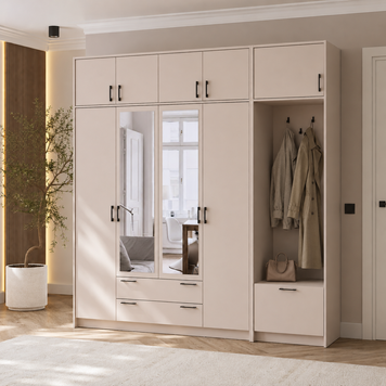 &Scaron;atn&iacute;kov&aacute; skriňa Doros Rondi s ve&scaron;iakom, zrkadlom a nadstavbou Ka&scaron;m&iacute;r 4 DTD 220х52х236 (42005405) 42005405 foto