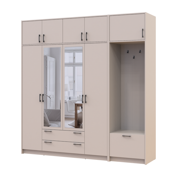 &Scaron;atn&iacute;kov&aacute; skriňa Doros Rondi s ve&scaron;iakom, zrkadlom a nadstavbou Ka&scaron;m&iacute;r 4 DTD 220х52х236 (42005405) 42005405 foto