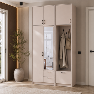 &Scaron;atn&iacute;kov&aacute; skriňa Doros Rondi s ve&scaron;iakom, zrkadlom a vysokou nadstavbou Ka&scaron;m&iacute;r 2 DTD 142х52х260 (42005406) 42005406 foto