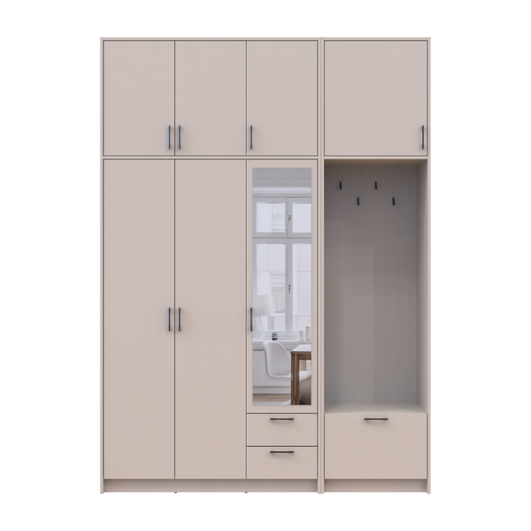 &Scaron;atn&iacute;kov&aacute; skriňa Doros Rondi s ve&scaron;iakom, zrkadlom a vysokou nadstavbou Ka&scaron;m&iacute;r 3 DTD 181х52х260 (42005407) 42005407 foto