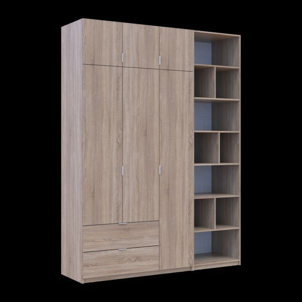 &Scaron;atn&iacute;kov&aacute; skriňa Doros Lukas Dub Sonoma s reg&aacute;lom 3 dvere 180x50x240 (42005943) 42005943 foto