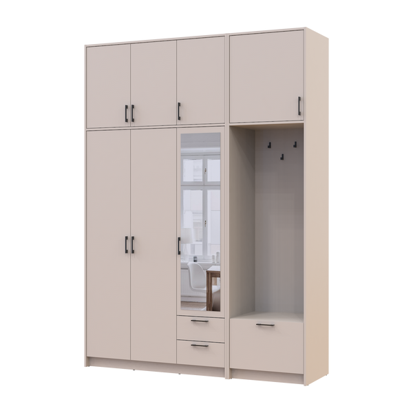&Scaron;atn&iacute;kov&aacute; skriňa Doros Rondi s ve&scaron;iakom, zrkadlom a vysokou nadstavbou Ka&scaron;m&iacute;r 3 DTD 181х52х260 (42005407) 42005407 foto