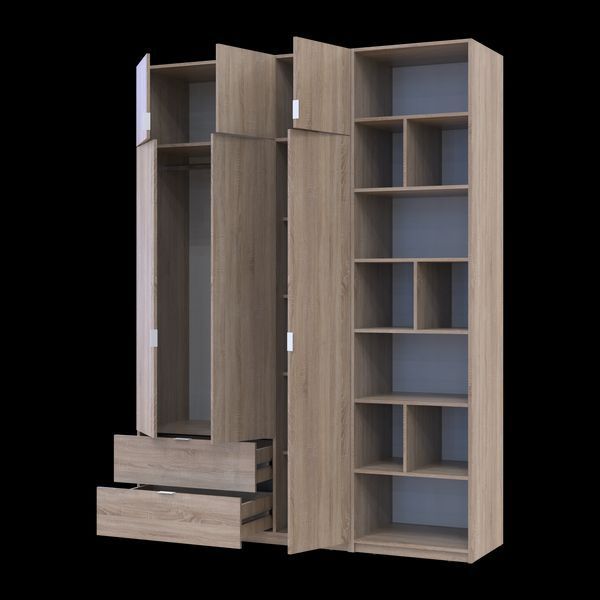 &Scaron;atn&iacute;kov&aacute; skriňa Doros Lukas Dub Sonoma s reg&aacute;lom 3 dvere 180x50x240 (42005943) 42005943 foto