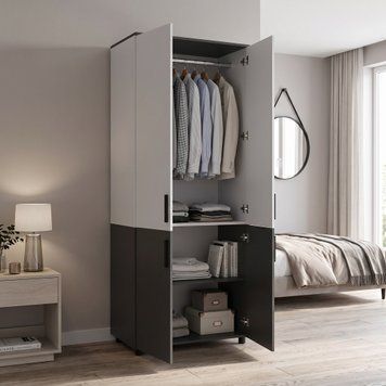 Skriňa na oblečenie Doros Thorn Antracit/Biela 2 DTD tyč 90x51.6x200 (44900467) 44900467 foto